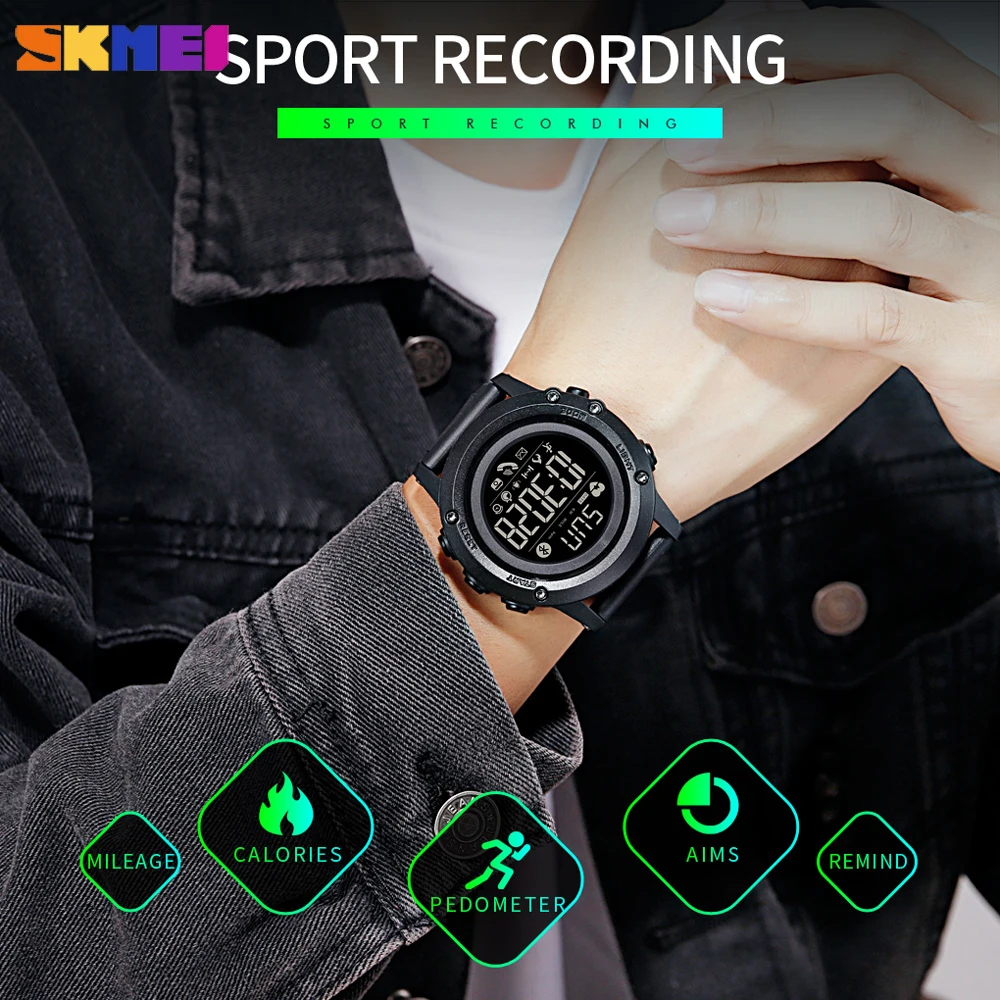SKMEI Smart Buletooth Skatīties Vīriešu Sporta Kaloriju Sirds ritma Monitors Vīriešu Pulkstenis Pedometrs Zvanu Atgādināt Tracker rokas pulksteņi inteligen
