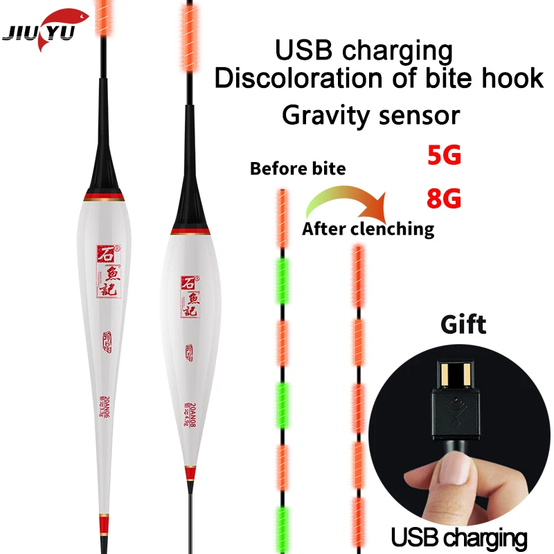 Smart LED Zvejas Peldēt USB uzlādes Augstas Jutības Signalizācijas Zivju Bite Krāsu Izmaiņas Elektronisko Boja Zivju Peldošās Bobber Stick