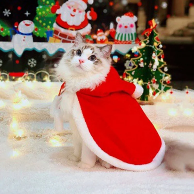 Smieklīgi Kaķi Apmetnis Ziemassvētku Drēbes Siltā Suņu Apģērbu Kucēns Santa Claus Red Hat Kucēns Apmetnis Kaķu Kostīmu Pet Siltu Apģērbu, 1 Gab.