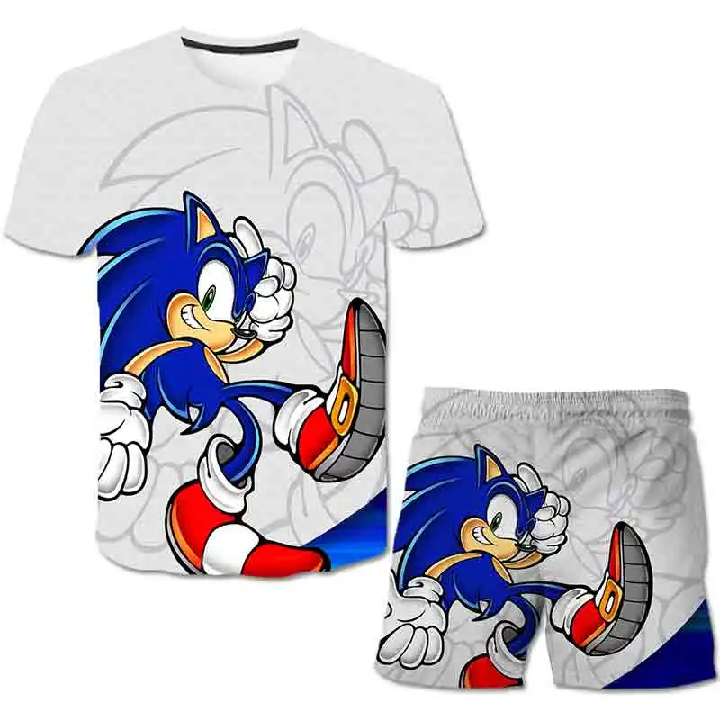 Sonic Ezis Ikdienas Bērnu Apģērbu Komplekts Apģērba Foršs Zēns, T-krekls, Šorti Sonic Drēbes, Zēns Tracksuit Bērniem, multiplikācijas filmu Drēbes