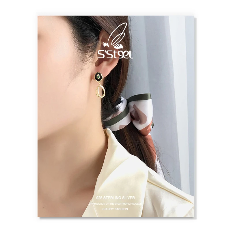 S'STEEL Dizaineru Auskari 925 Sterling Sudraba Dorp Auskari Sievietēm Ģeometriskā Zircon Earings Jaunu Piederumi Joyas Juvelierizstrādājumi