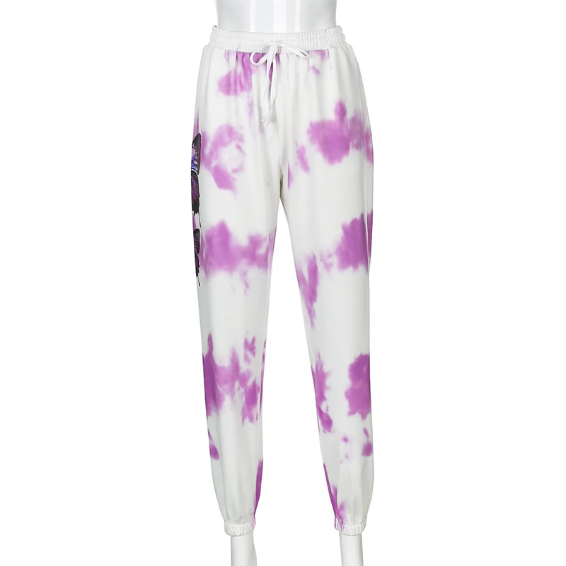 SUCHCUTE tie krāsošanas treniņbikses sieviešu kokvilnas bikses ar augstu vidukli tauriņš kravas elsas joggers vasaras 2020. gadam gothic apģērbu Streetwear