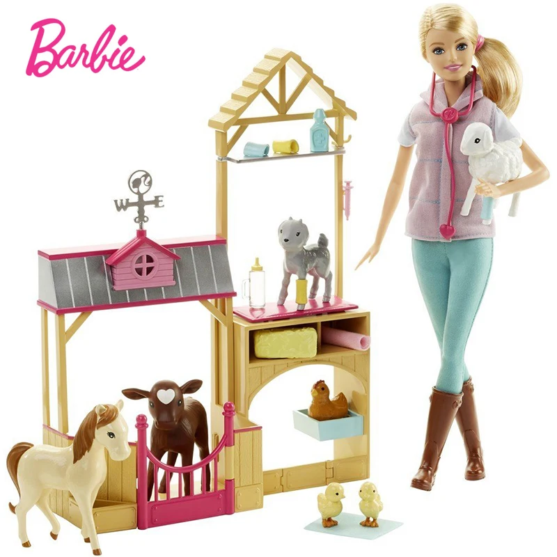 Sākotnējā Jaunu Barbie Lelli, Fermu Veterinārā Dāvanu Komplekts Barbie Princess Meitene Saģērbt Drēbes, Rotaļlietas Dzimšanas dienas Dāvanu Oyuncak DHB71