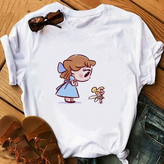 T-krekli 2020. gadam Cute Princese Mazā Nāriņa Smieklīgi Karikatūra Izdrukāt O Kakla Zaudēt Vasaras Īso Harajuku Kawaii Streetwear Top Apģērbs