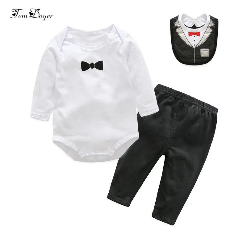 Tem Doger Puiku Apģērbu Komplekti 2019 3PCS Jaundzimušā bērna Drēbes Bodysuit+Bikses+Šalle Tērpiem Bebes Cute Apģērbs par 3-24M