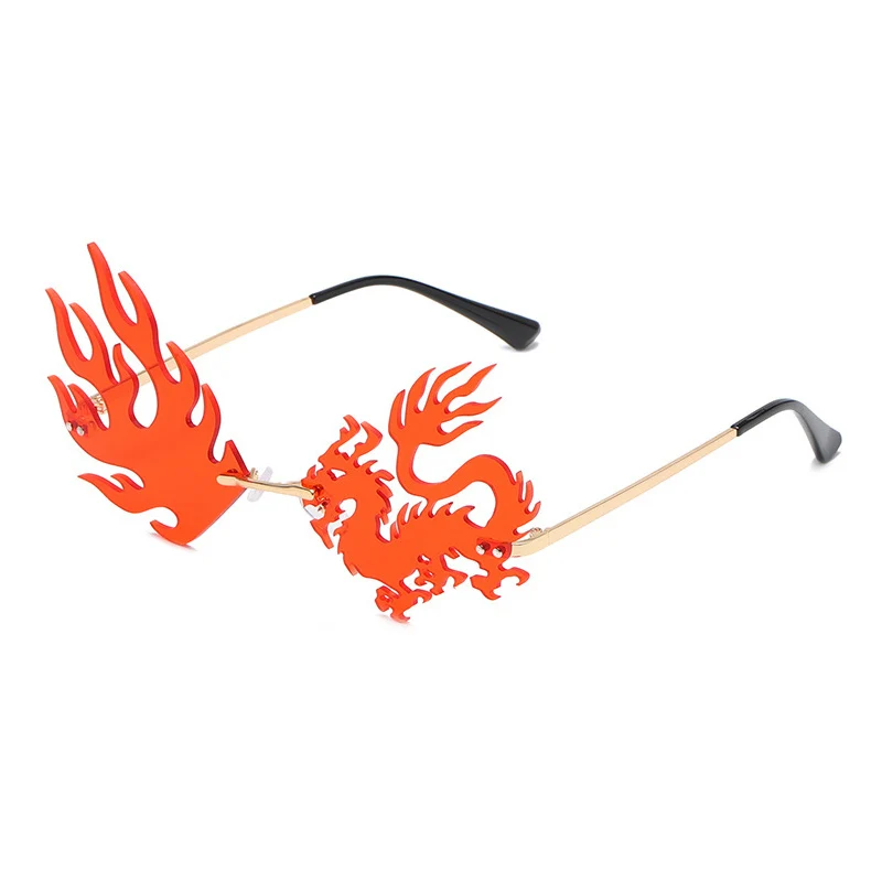 TIK&EI bez apmales Dragon Phoenix Formas Saulesbrilles Sieviešu Vintage Unikālo Briļļu Modes Skaidrs, Okeānā, Lēca Vīriešiem, Saules Brilles Toņos UV400