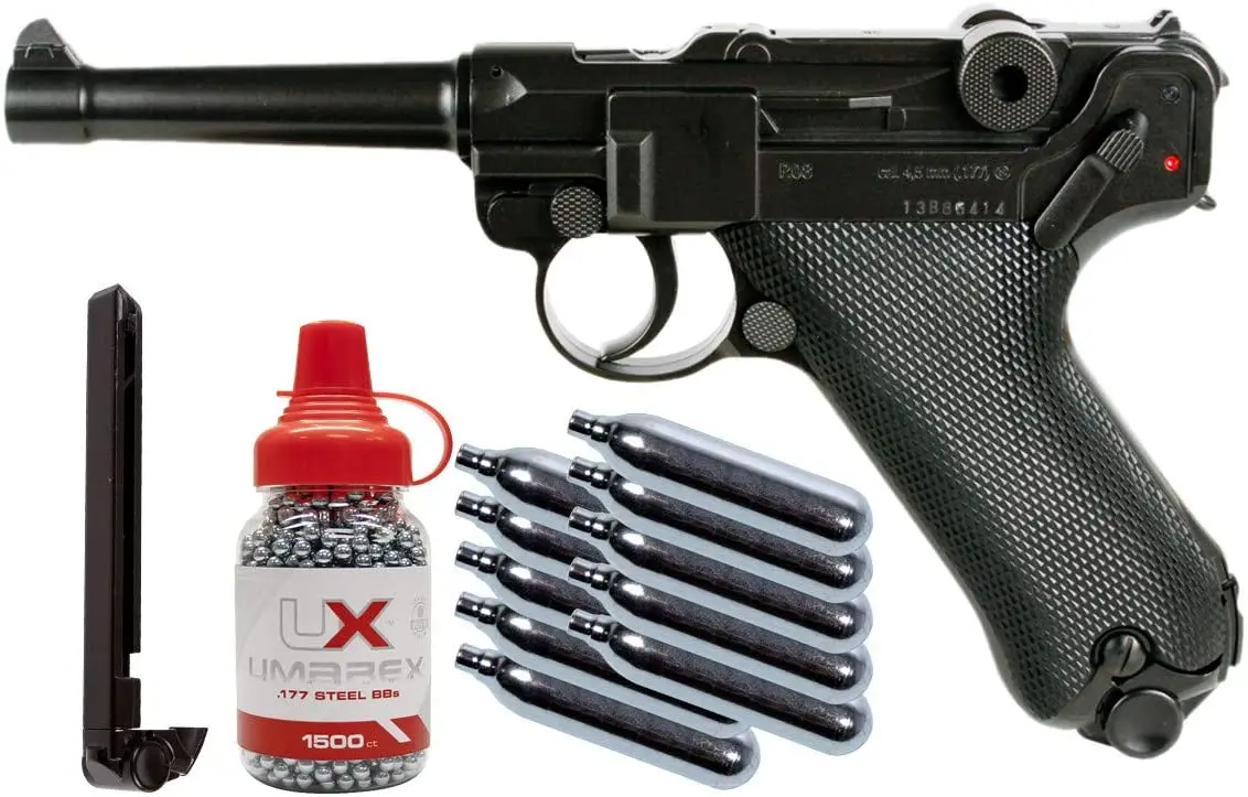Umarex Leģendas Luger P. 08 .177 Gaisa Pistole (Pistole + CO2, Žurnālu un BB s), Metāla sienas zīme