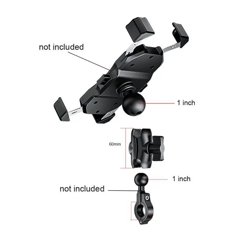 Universālā 6cm 9cm Dual Socket 1inch Bumbu Galvu Pagarināšanu Stick Sporta Kameras Velosipēdu, Motociklu Īpašnieks Mobilais Mount