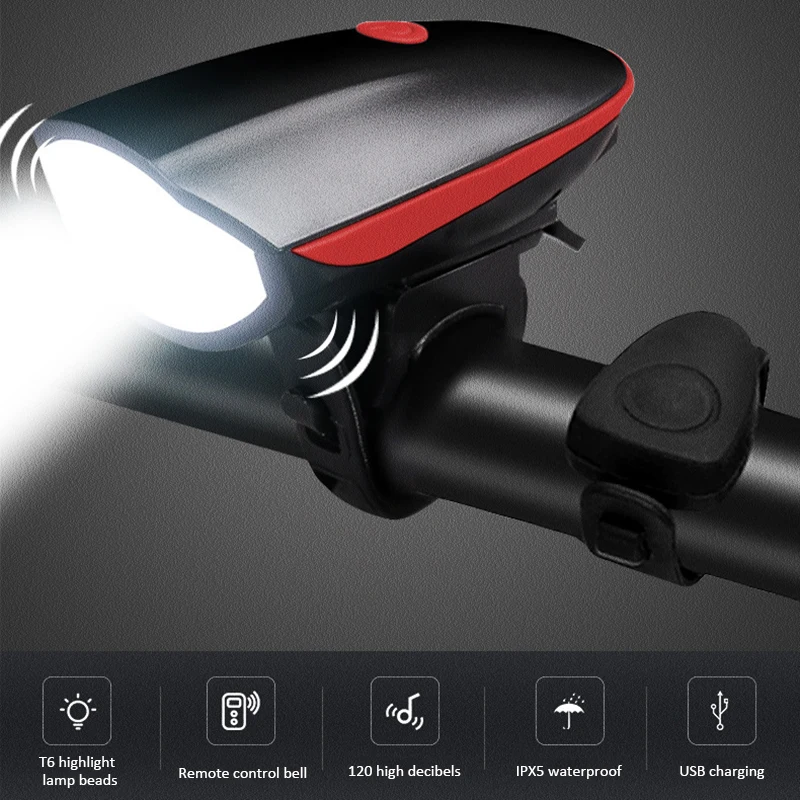 USB LED Uzlādes Velosipēdu Zvaniņu Lukturu Riteņbraukšana Ragu Lukturīti, Velosipēdu Gaismas Bell Komplekts MTB Cikla Priekšējo Lukturu Atpakaļ Aizmugures Lampas
