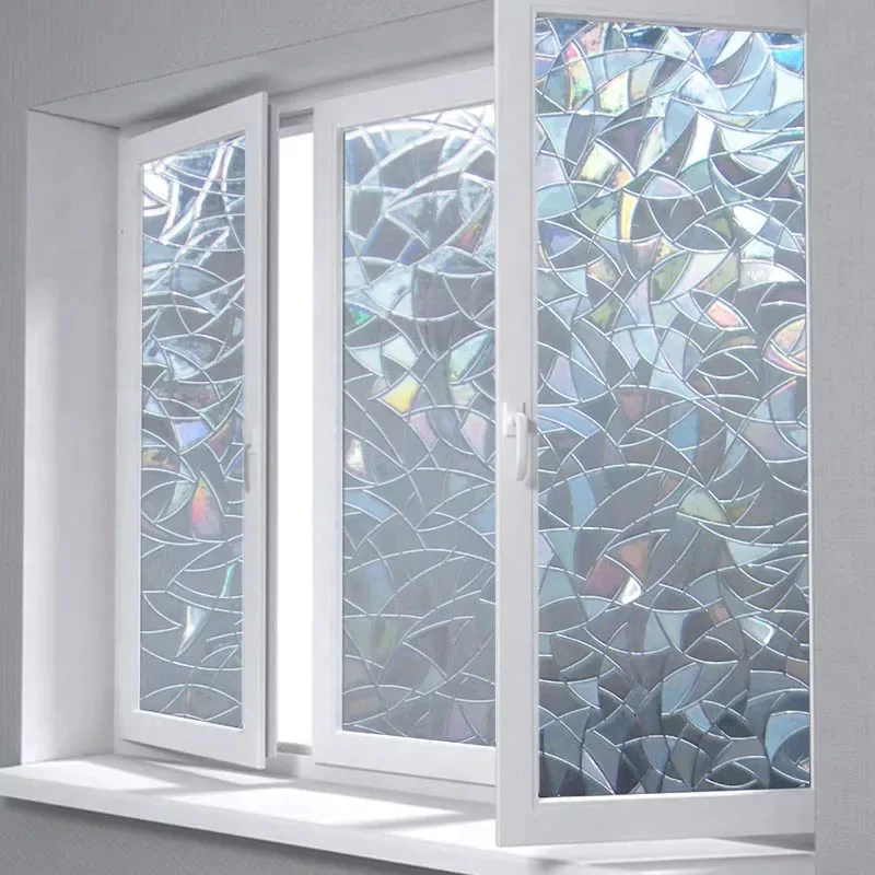 Varavīksnes vitrāžas logu plēves statiskā piekļauties privātuma aizsardzības stiklu filmas mājās, dekoratīvās logu uzlīmes, pašlīmējošās pvc Uzlīmēm