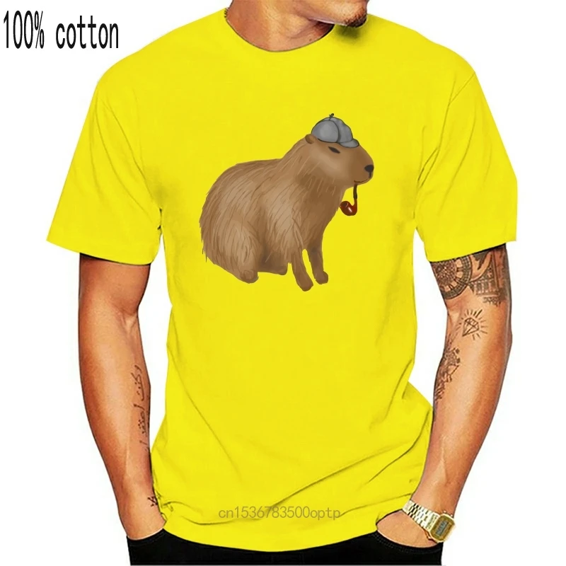 Viens yona Capybara T Krekls Šerloks Capybara T-Krekls Īstermiņa Piedurknēm Vīriešu Tee Kreklu 4xl Modes 100 Kokvilnas Jautri Iespiesti Tshirt