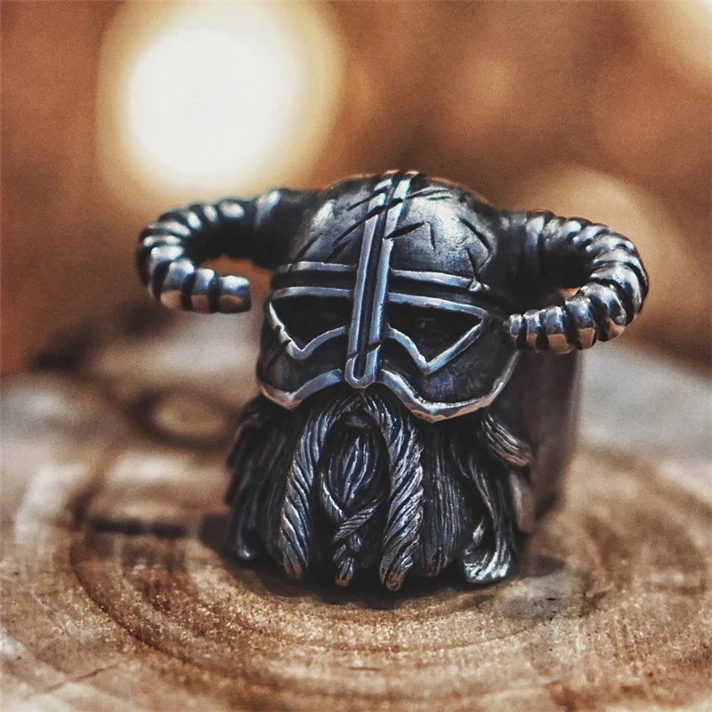 Vintage Viking Ragu Warrior Ring Vīriešu Ziemeļvalstu Unikālas lieljaudas Nerūsējošā Tērauda Bruņinieks Gredzenu Rotaslietas Dāvanu Dropshipping Veikals
