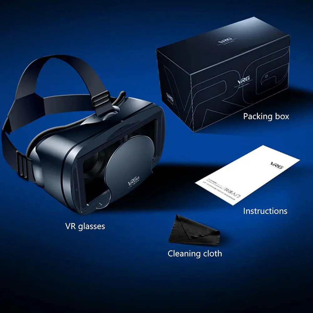 VRG Pro 3D VR Brilles Virtuālo Realitāti, Austiņas Pilna Ekrāna Vizuālo Platleņķa App Video 5~7inch tālruni YouTube mājas Lapā Ierīces