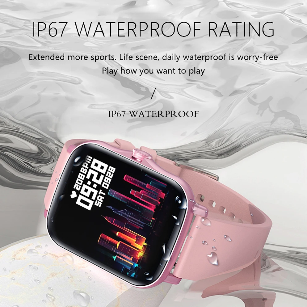 Vwar Smart Skatīties Vīrieši Sievietes 1.69 Collu skārienekrānu sirdsdarbība P8 Plus Sports Fitness Tracker IP67 Waterproof GTS 2 iOS Xiaomi