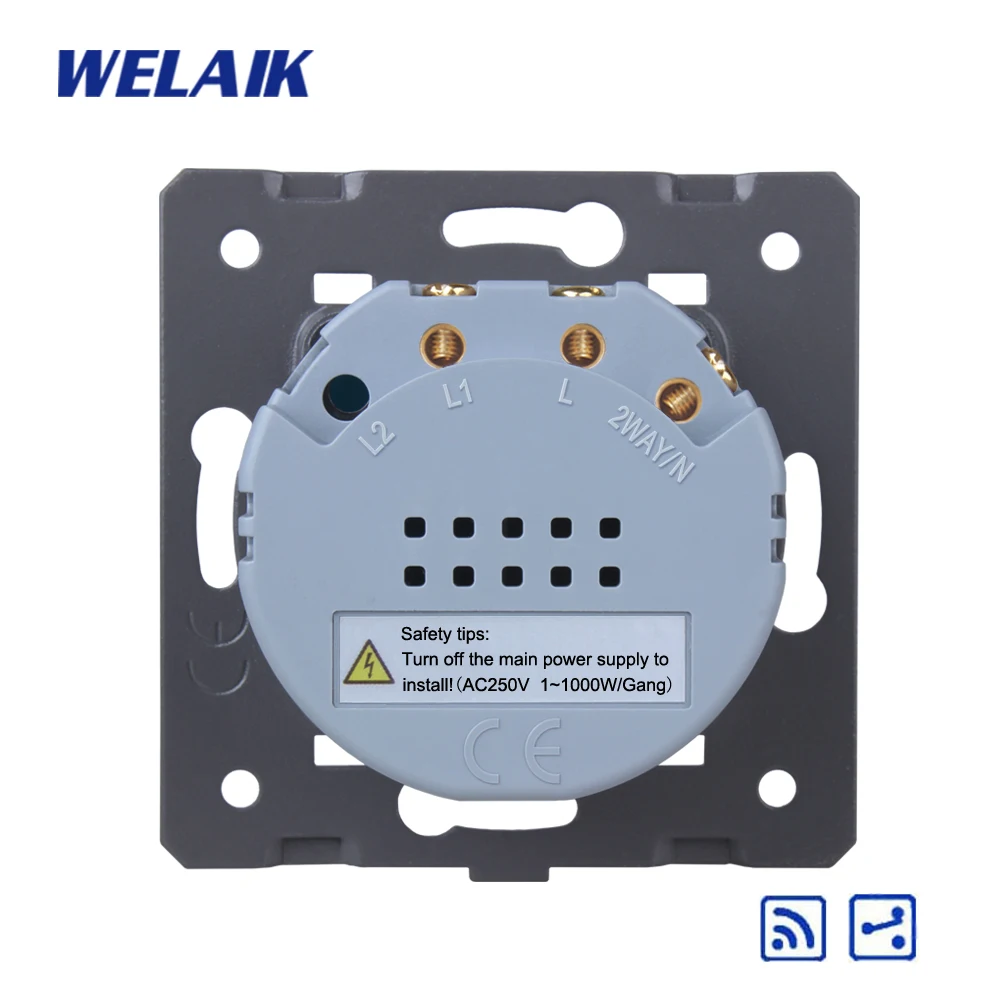 WELAIK ES Kāpnes-Sienas Slēdzis Tālvadības Touch-Switch DIY-Daļas-Ekrāns Sienas Gaismas Slēdzis 1gang-2way AC250V-A914