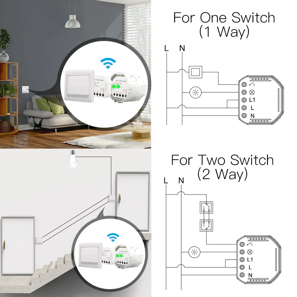 Wifi Smart Gaismas Slēdzi Diy Breaker Modulis Smart Life/Tuya APP Tālvadības pults Darbojas ar Alexa Echo Google Home 1/2 Veids