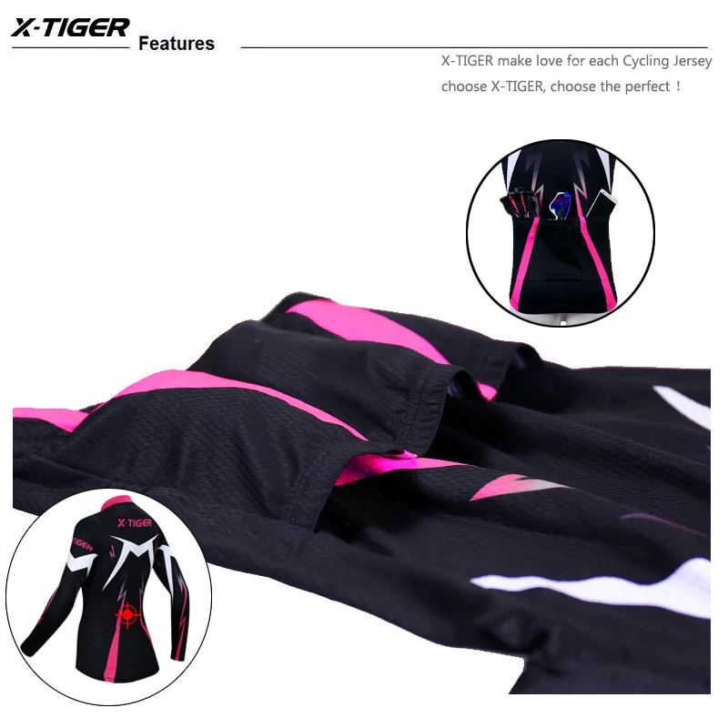 X-Tiger Sieviešu Ziemas Saglabāt Siltu Pro Velosipēdu Jersey Long Sleeve Vilnas Velosipēdu Apģērbu Super Silts Siltuma Sporta Velosipēds