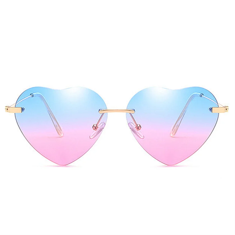 XojoX Sirds bez apmales Saulesbrilles Sieviešu Modes Patīk Saules Brilles Zīmola dizainere Sirds Glāzes Vintage Bezrāmju Brilles UV400