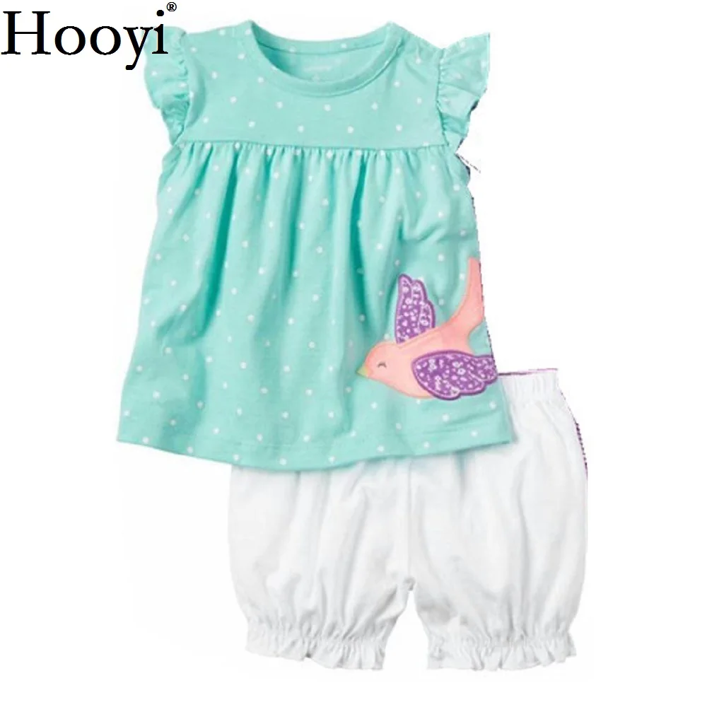 Ziedu Baby Meitenes 2-Drēbes Gabalu Uzvalks Jaundzimušo Jumpsuits Meitenes Blūze Šorti Bikses Bērniem Kleita Vasaras Toddler Kokvilnas Apģērbs