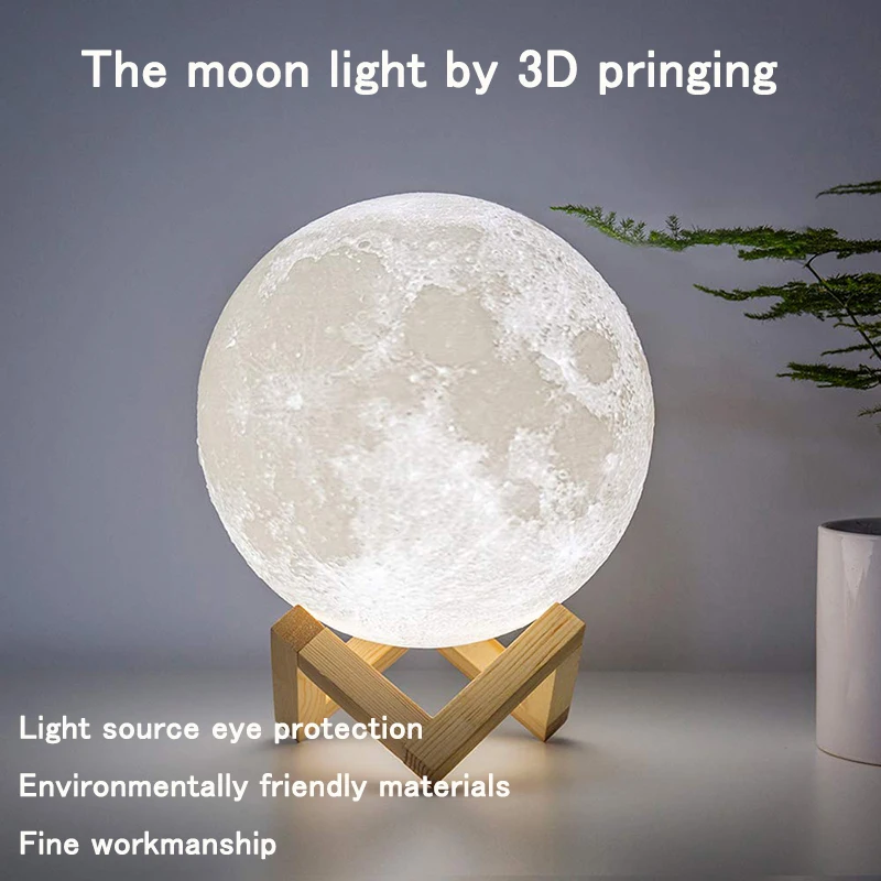 ZK20 LED Nakts Gaisma 3D Drukas Mēness Lampas Uzlādējams Krāsu Izmaiņas 3D Gaismas Pieskāriens Mēness Lampas Bērnu Deg Dropshipping