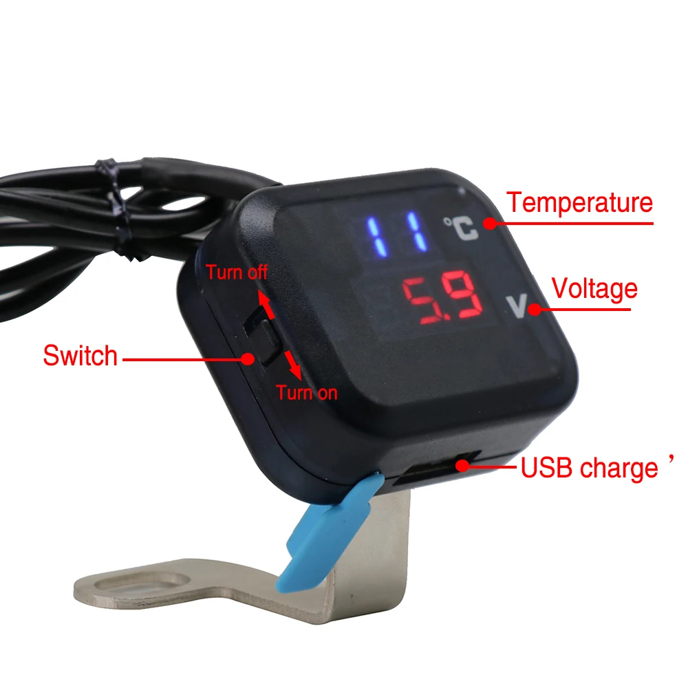 ZS Sacīkšu Universālā KOSO Motociklu Voltmetrs Temperatūra Spriegums Displejs Pārnesumu Indikators Ar USB Maksas