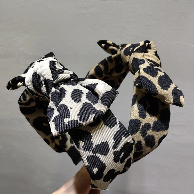 Zīmolu Modes Drukāšanas Leopard Mezgls Galvu Par Sievietes Turban Hairband Liels Mezgloti Savīti Mati Joslā, Matu Piederumus, Galvassegas