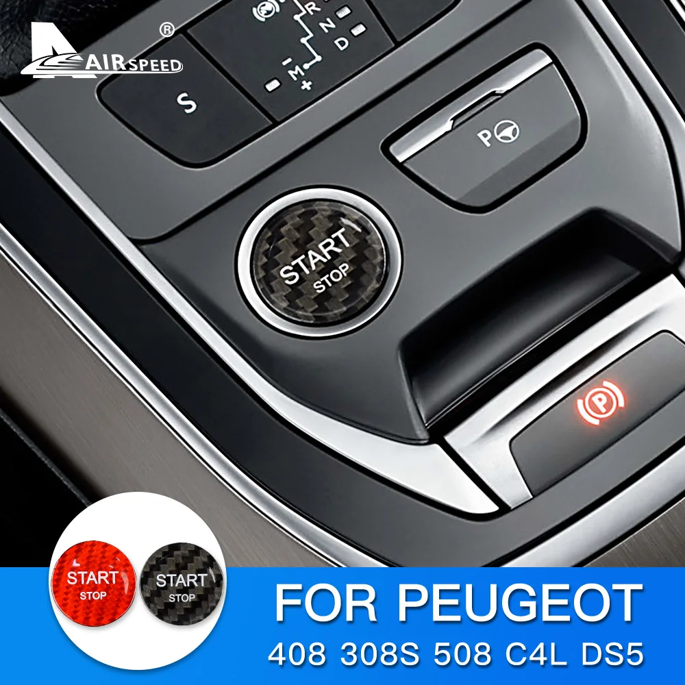 ĀTRUMS par Peugeot 408 308S 508 C4L DS5 Piederumi Oglekļa Šķiedras Auto Dzinēja iedarbināšanas Pogu, Aizdedzes Ierīces Uzlīmes salona Apdare