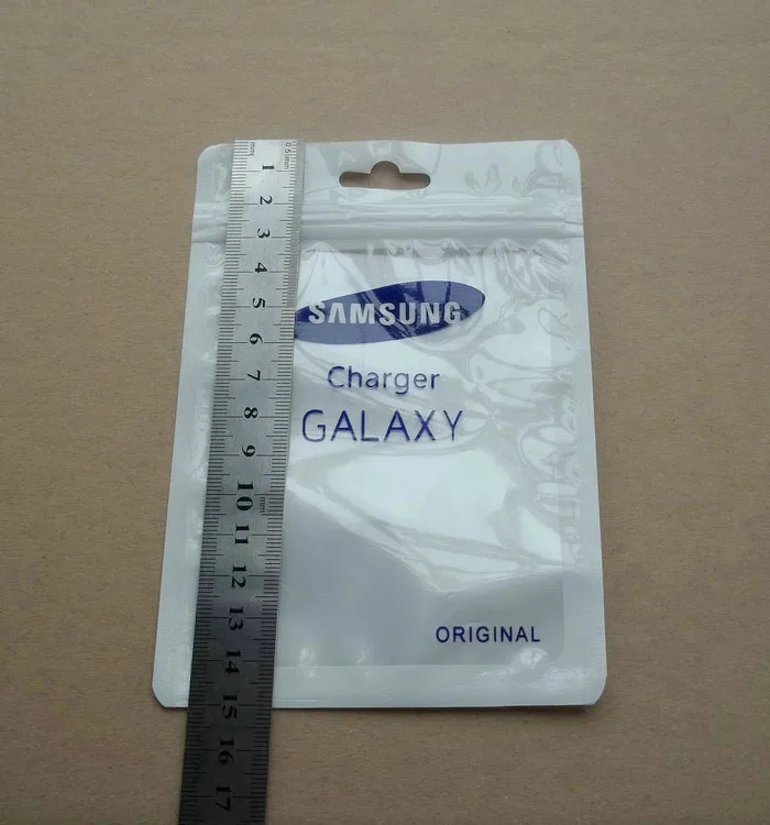 10.5*15cm Skaidrs, balta Plastmasas samsung galaxy rāvējslēdzēju mazumtirdzniecības paketes Poli PP soma,USB datu kabelis, iepakojums pakārt caurumu somas