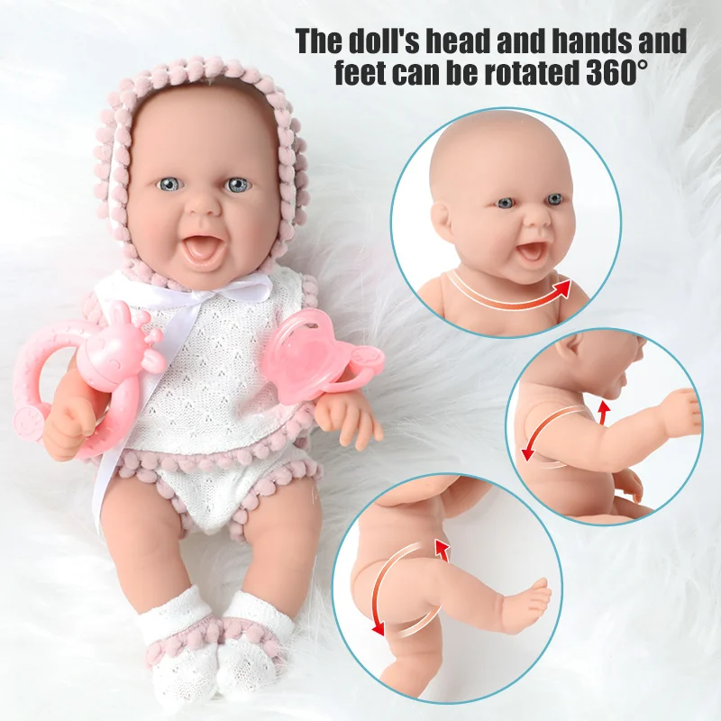 10 collu spilgti bebe atdzimis lelle jaundzimušo ūdensizturīgs izglītības rotaļlietas 26cm Imitācijas mīkstu Silikona zīdaiņu mierinātāji Handbell DIY lelles