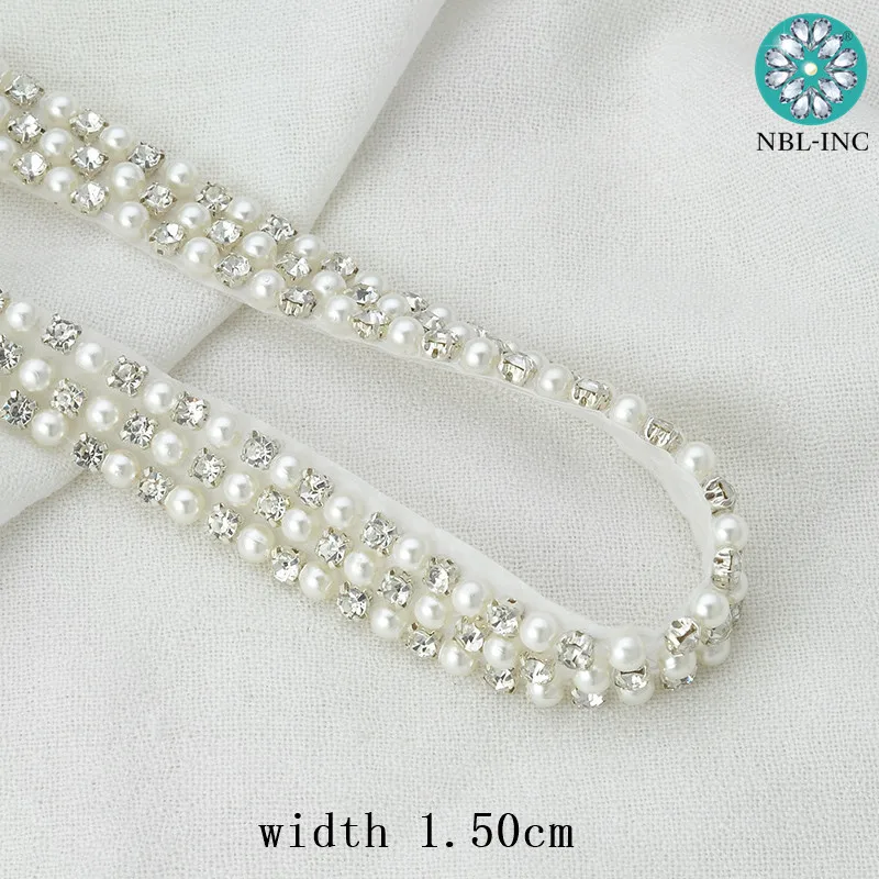 (10 metri) Kāzu kleita kāzu fāzēm, rhinestone pērle aplikācijas trim dzelzs par kāzu kleitu jostas WDD0926