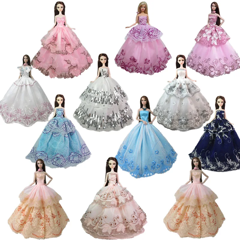 10pcs/daudz Izlases Modes Kleita Barbie Lelle Drēbes Princess Kāzu Kleitu Noble Puse Kleita Barbie Lelle Tērpiem 1/6 Rotaļlietas