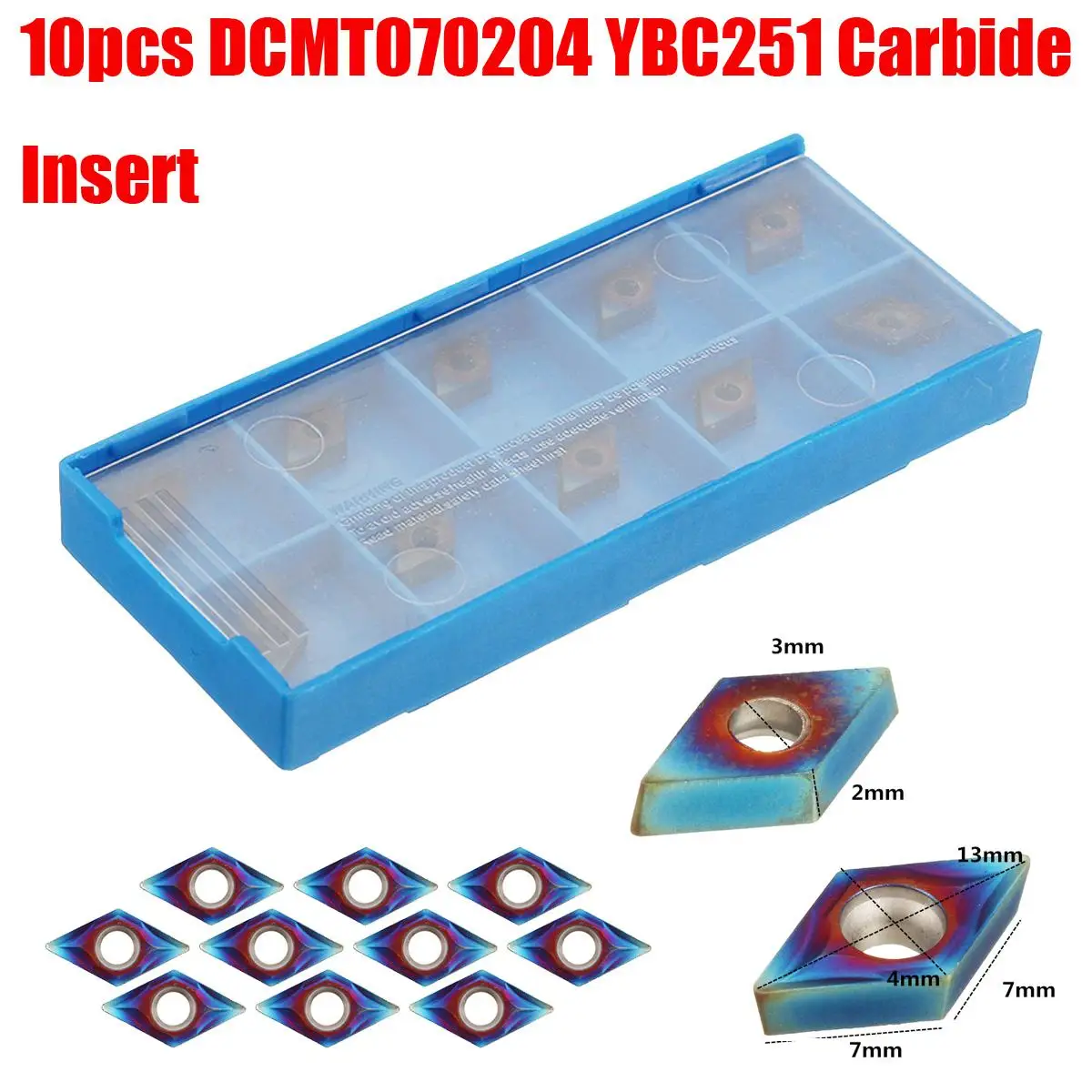 10pcs/komplekts Zilā krāsā-Nano DCMT070204 Karbīda Ievietot SDJCR/SDNCN/SDQCR Sērijas Virpas Instrumentu Pagrieziena