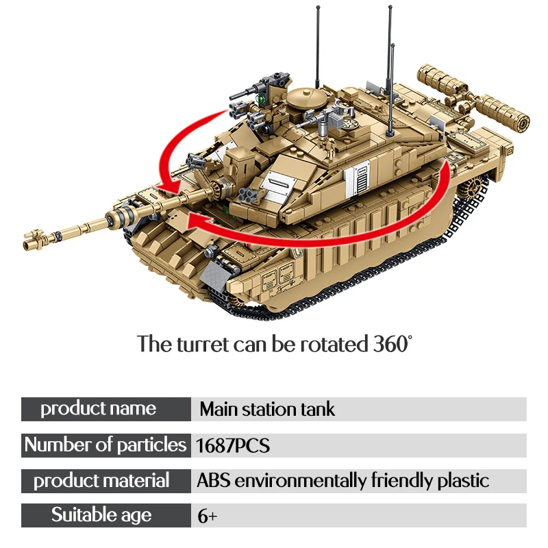 1687PCS Jaunā dizaina Tvertne Celtniecības Bloki Lepining WW2 Armijas Karavīrs, Skaitļi Bicks Militāro Challenger 2. Galvenais Kaujas Tanks Režīmā