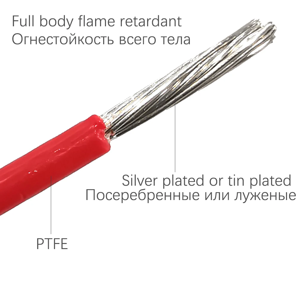 18AWG 1 laukuma milimetru Strāvas kabeli PTFE Konservus Sudraba pārklājumu antipirēnu strāvas kabeļa vadu Augsta temperatūras izturība