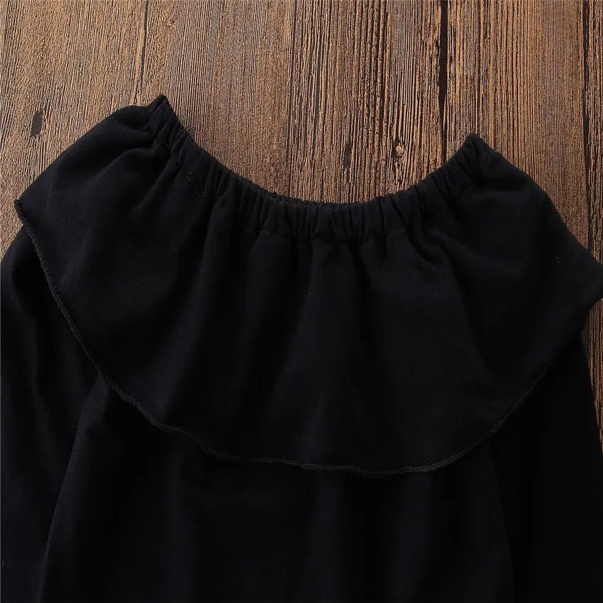2017 Jauns Zīdainis, Zīdaiņiem un Bērniem, Bērnu Meitene Cieta T-Krekls Topi Denim Džinsu Bikses 3Pcs Komplekti Modes Apģērbu Rudens Apģērbs 2-7T