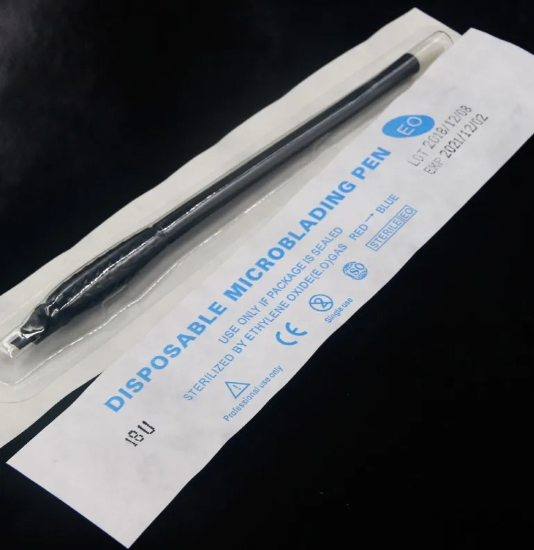 2019 jauns dizains 100pc vienreizējās lietošanas microblading pildspalvu 18U ar 0,15 mm asmens, pastāvīgu aplauzums rokasgrāmata uzacu handpiece tetovējums mašīna