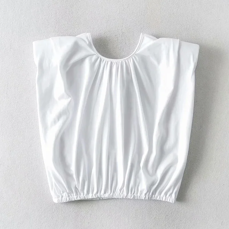 2020 Sieviešu Modes Cieto Plecu spilventiņu T-krekls Hem Hermētiskuma Vintage O-veida Kakla Topi bez Piedurknēm Gadījuma Meitenēm Streetwear