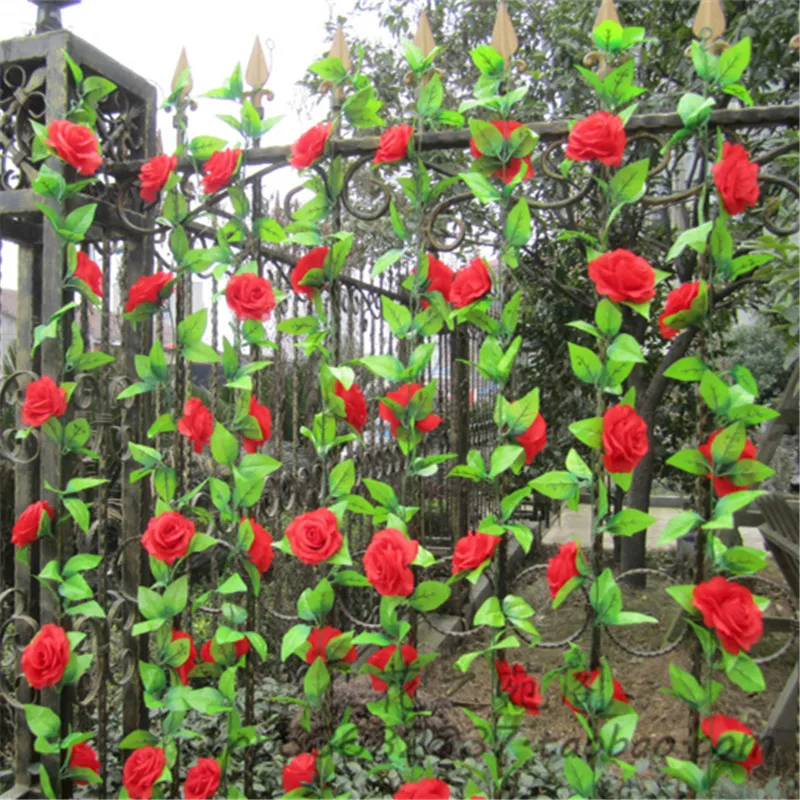 230CM/daudz Mākslīgie Ziedi Efeja Zīda Rozes Vīnogulāju ar Zaļām Lapām, Mājas Kāzu Dārza Dekorēšana DIY Piekārtiem Sienas Vainags