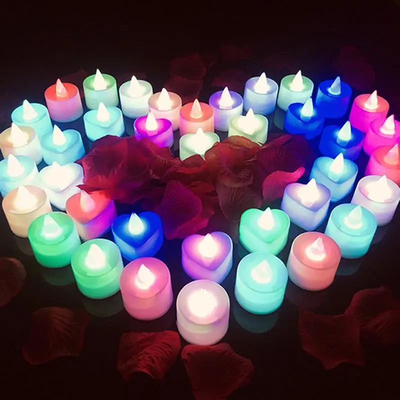 24pcs LED Elektronisko Sirds Formas Šūpojot Tējas Sveces Multicolor Krāsu Lampas Liesmu Tējas Gaismas Kāzas, Dzimšanas dienas svinības Apdare
