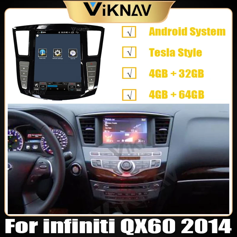 2din Android Tesla stila automašīnas autoradio GPS multimedia player infiniti QX60. gada auto GPS navigācija, DVD atskaņotājs, stereo