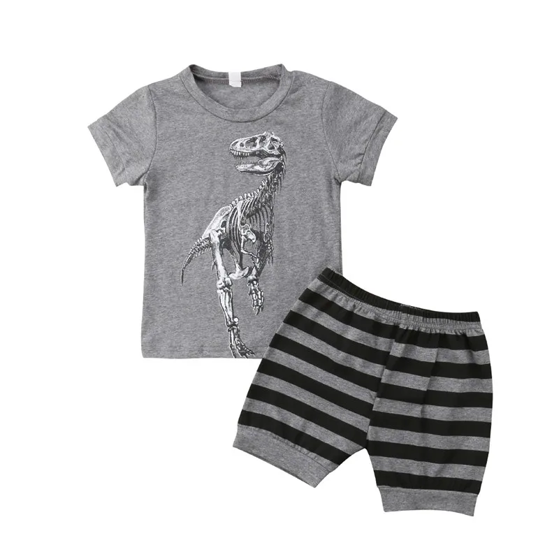 2gab Zīdainis, Mazulis Baby Boy Dinozauru Topi, T-krekls, Bikses Apģērbs, Drēbes, Vasarā 1-7Y Toddler Zēns Apģērbu ar Īsām Piedurknēm Bērnu Komplekts
