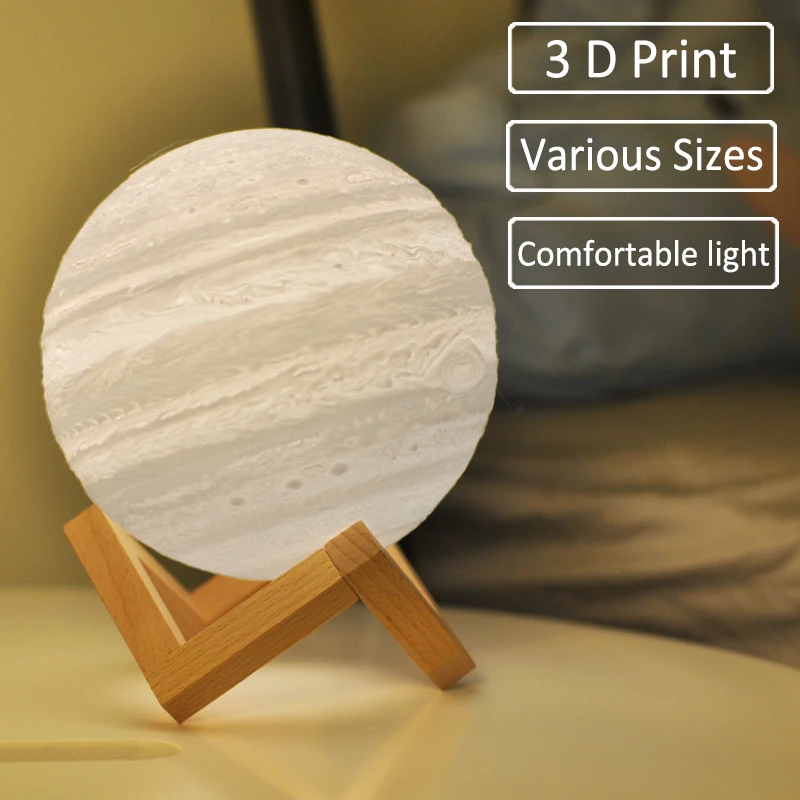 3D Drukāšana Jupiters Lampas Mēness Gaisma Zemi 16 Krāsas Tālvadības Contorl Uzlādējams Nakts Gaismas Bērnu, Bērnu Guļamistaba Dekori Krāsains