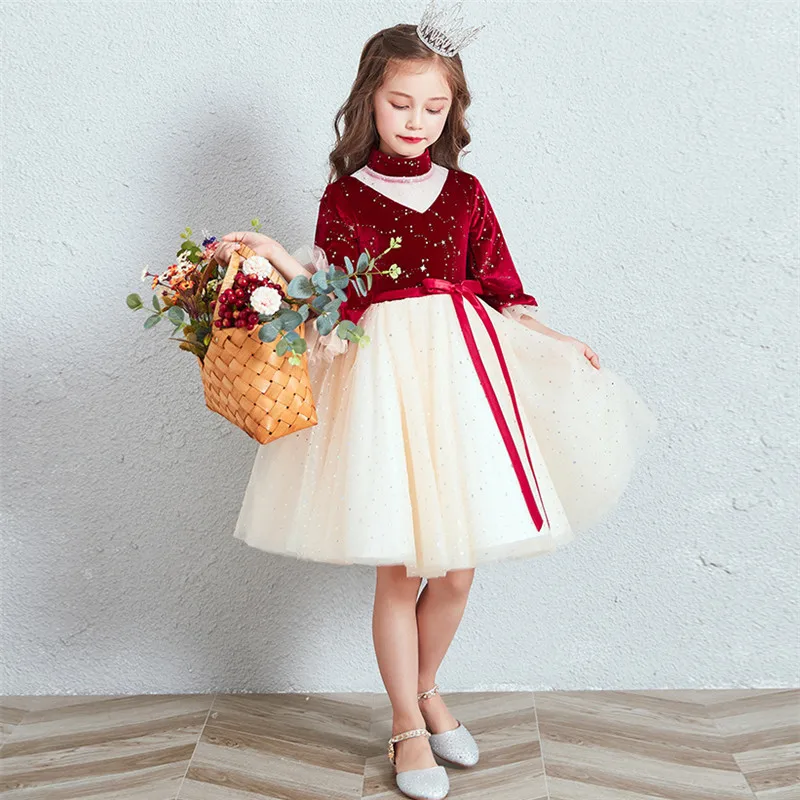 3~13gadiem Bērniem Zīdaiņu Rudens Ziemas Modes Dzimšanas dienas svinības Ceremonija Princese Balles Kleitu, Bērnu Bērni Uzņēmējas Paziņojumā Kleita