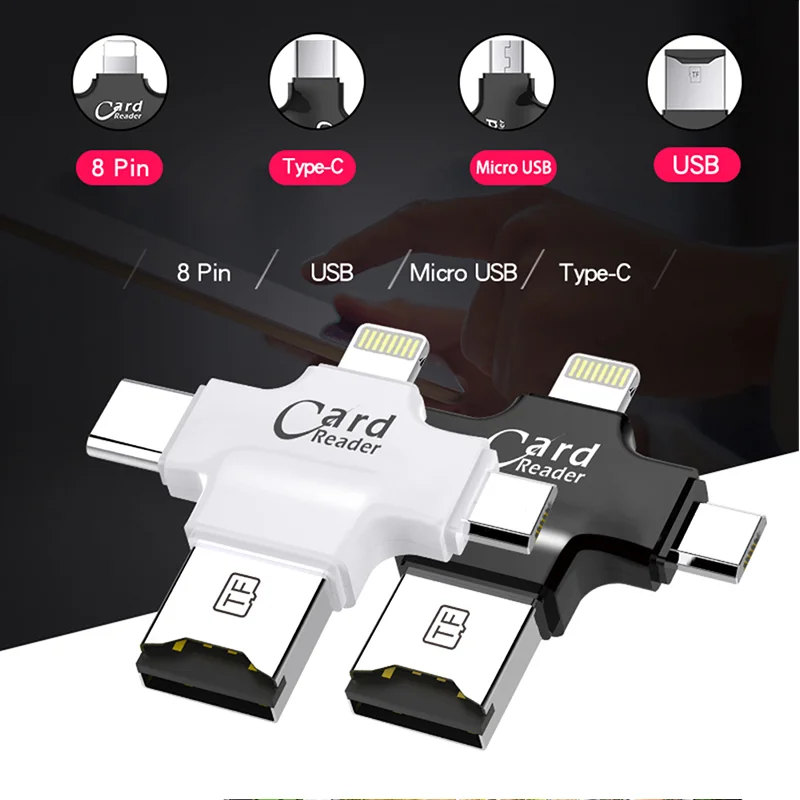 4 in 1 USB/USB 2.0 Type-c/Micro MultiMemory Smart Karšu Lasītājs Micro SD Karšu Lasītājs OTG Lasītājs Klēpjdatoru Piederumi Android