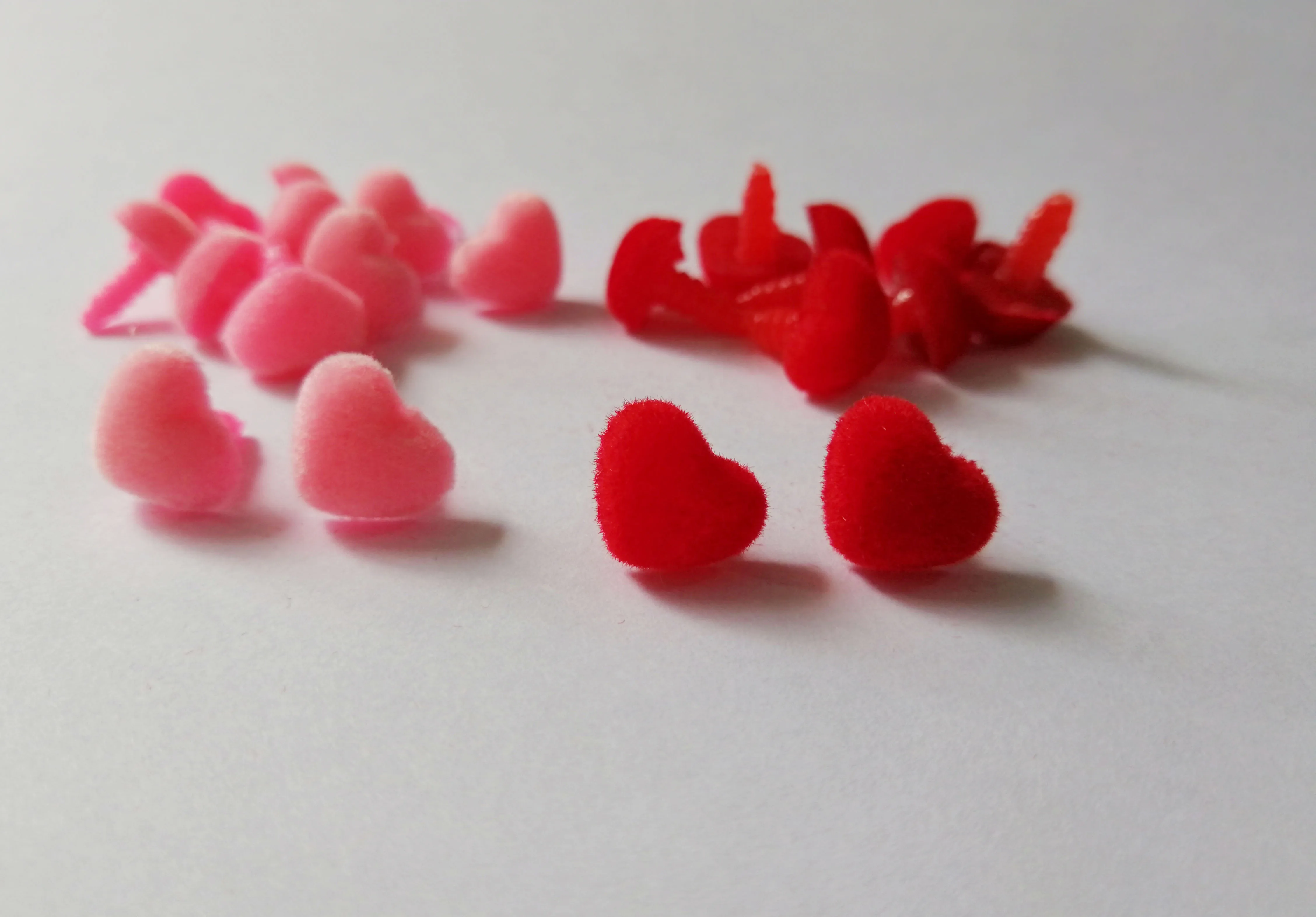 40pcs/daudz 12mm sirds formas flocking rotaļlietas deguna drošības, dzīvnieku lelle deguna + mīksts paliktnis diy lelle secinājumi--rozā /sarkans variants