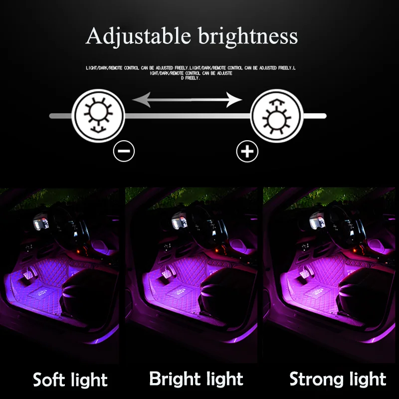 4gab LED Auto Kāju Apkārtējās vides Gaismas Lampa Ar USB Bezvadu Tālvadības Mūzikas Vadības Vairākiem transporta Veidiem Automobiļu Interjera Dekoratīvie Gaismas