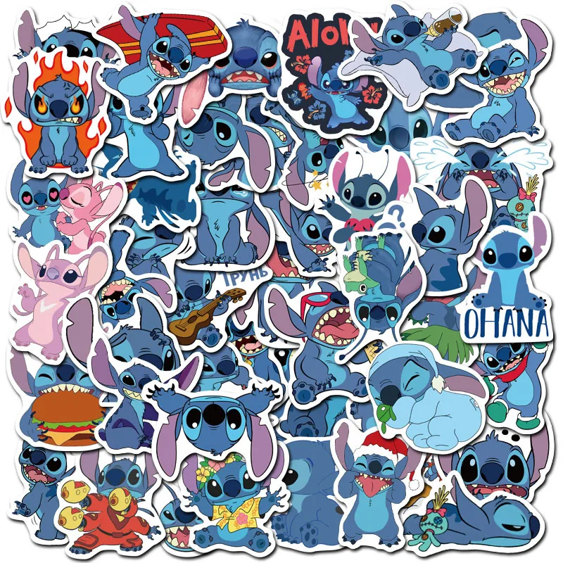 50gab cute Karikatūra Disney Stitch Uzlīmes Grafiti Klēpjdatoru Skeitborda Bagāžas Ģitāra Velosipēdu Bērnu DIY Decal Uzlīmes