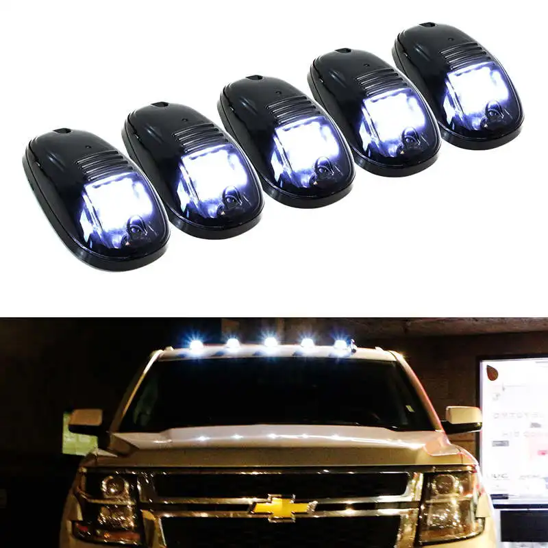 5gab/set Dzintara 9-LED Auto Kabīnes Jumta Gabarītlukturi Par Kravas automašīnu SUV LED DC 12V Black Kūpinātas Objektīvs, Lampa, Auto Ārējais Apgaismojums