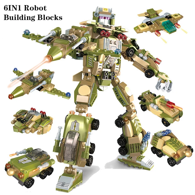 6IN1 Robots Rotaļlietu Deformācijas Pilsētas Projektēšana Ekskavatoru Auto Kravas automašīnu Zēns Bērnu Celtniecības Blokus Uzstādīt logoINGlys Robots auto Rotaļlietas