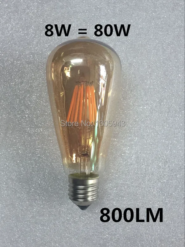6PCS Edison Kvēldiega Spuldzes Zelta st64 aptumšojami led E27 110V, 220V ST64 2W 4W 6W 8W blubs 360 grādu enerģētikas gaismas lampas